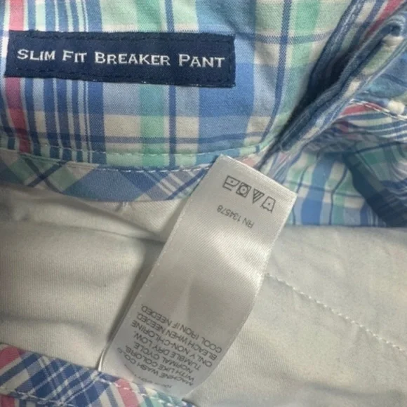 Vineyard Vines Men’s Seafeather Plaid Slim Fit Breaker Pants 32x32 NWOT - Picture 9 of 10